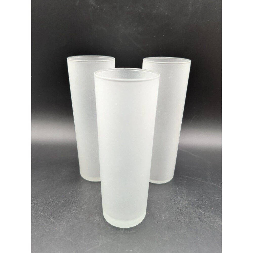Vintage Libbey Frosted Cooler Glasses Collins Barware 7” Set of 3